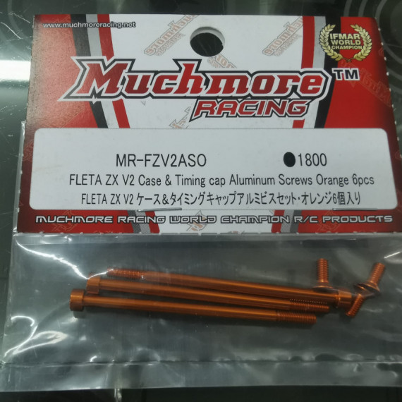 MR-FZV2ASO FLETA ZX V2 Case & Timing Cap Aluminum Screws Orange 6pcs