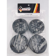 S-T36JGM4B 1/10 High-Performance Touring Slick Tire Set 36-J 28 Spoke Black Wheels (4 pcs/set)