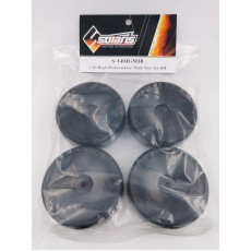 S-T40JGM3B 1/10 High-Performance Touring Slick Tire Set 40-J Disc Black Wheels (4 pcs/set)