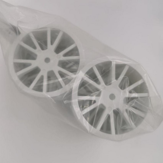 Solaris 1/10 Touring Car Rubber Tire Spoke Wheels 28 Spoke White Wheels Rims (4 pcs/set) S-RTW48WH2