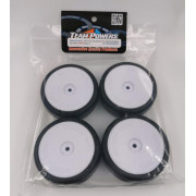 40RVS Team Powers 1/10 Touring 24mm Pre-Glued Rubber Tire Set Disc White Wheels (4 pcs/set) TP-TPG4004RVS