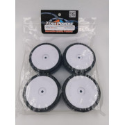 36RVS Team Powers 1/10 Touring 24mm Pre-Glued Rubber Tire Set Disc White Wheels (4 pcs/set) TP-TPG3604RVS